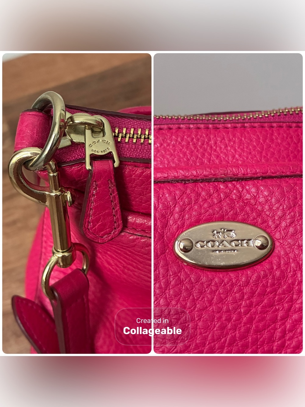 Coach Pink Pebbled Leather Satchel with Rainbow Chain EUC - Picture 10 of 16